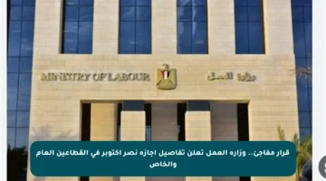 قرار مفاجئ.. وزارة العمل تعلن تفاصيل إجازة نصر أكتوبر في القطاعين العام والخاص